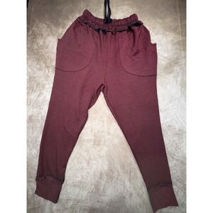Sugar & Bruno Distressed harem sweatpants Burgundy Womens Unisex Small NWOT